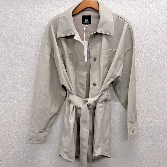 AG Jeans Vegan Leather Chelsea Jacket M in Tan SWOL